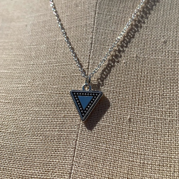 Hand Crafted Jewelry - NWT Sterling Silver Plated Chain & Triangle Charm Necklace.